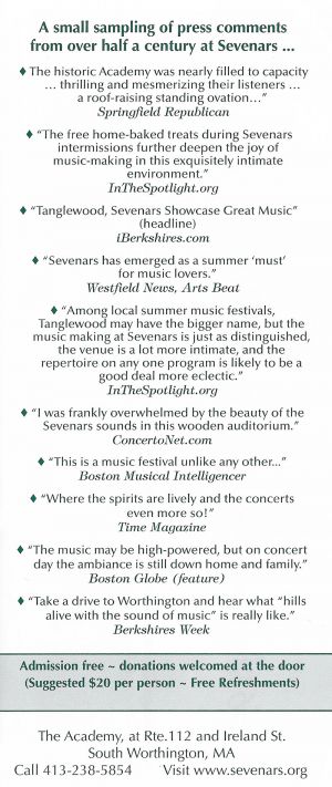 Sevenars Concerts brochure thumbnail