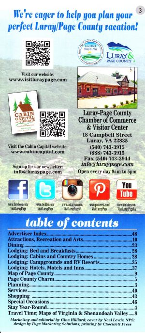 Luray & Page County Getaway Planner brochure thumbnail